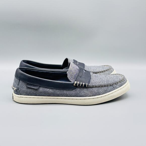 Cole Haan Shoes Mens 7.5 Gray Blue Grand OS Penny Loafer Slip On Casual Comfort - Picture 1 of 12